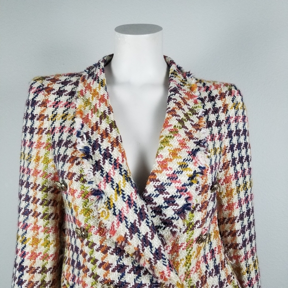 Mariely Paris Academia Distressed Multi-Colored Houndstooth Blazer Size 40/M - Picture 3 of 12